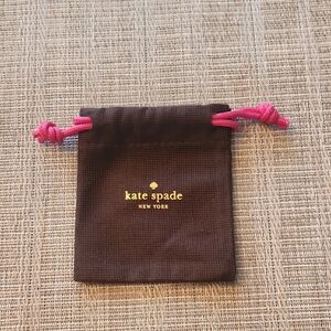 Kate Spade Brown Jewelery Pouch with Pink Drawstrings